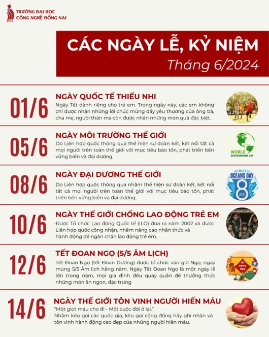 CÁC NGÀY ĐẶC BIỆT CỦA THÁNG 6