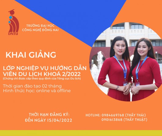 Thông báo V/v mở lớp bồi dưỡng kiến thức nghiệp vụ hướng dẫn viên du lịch (nội địa/quốc tế) khoá 02 năm 2022