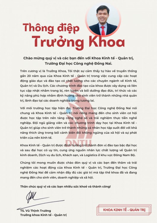 Thông điệp Trưởng Khoa