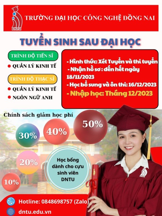 Tuyển sinh Sau Đại học Thạc sĩ & Tiến sĩ Đợt 2 năm 2023